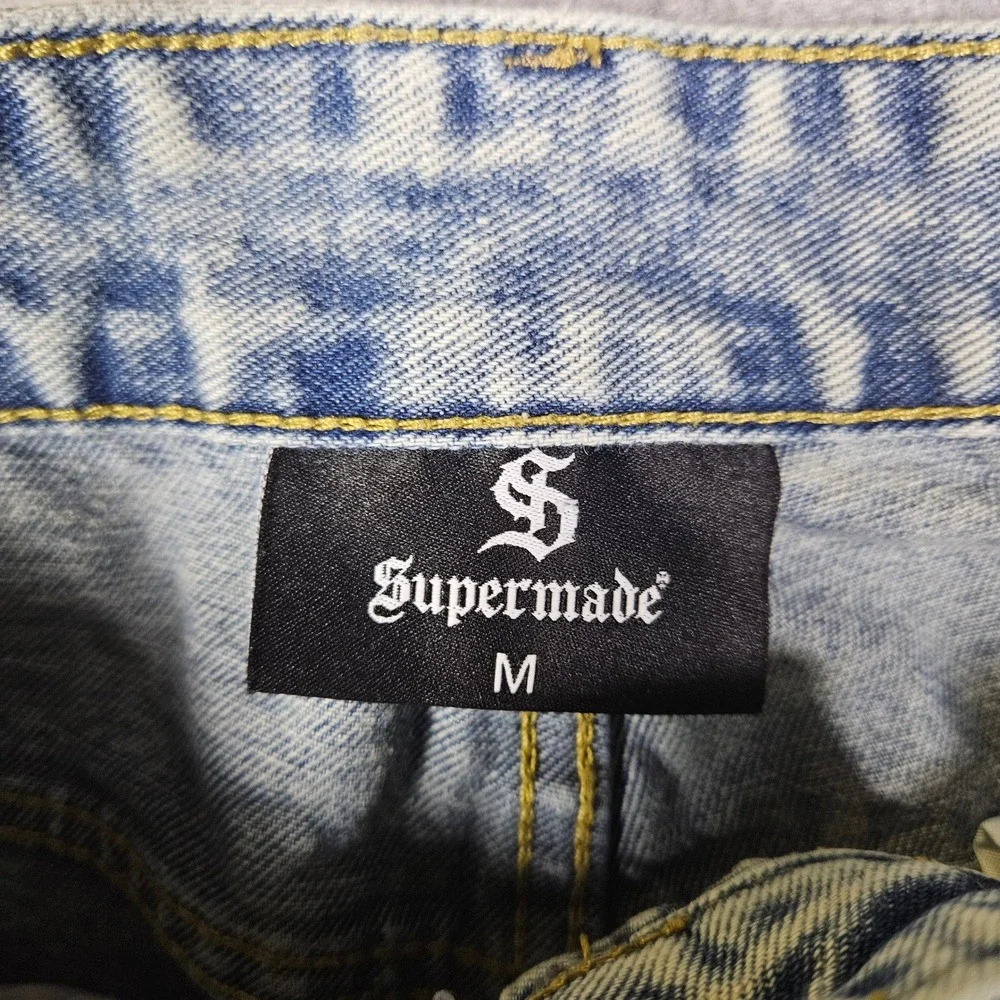 Supermade Mens Acid Wash Barrel Leg Jeans Edgy Skater Grunge Street Size M READ